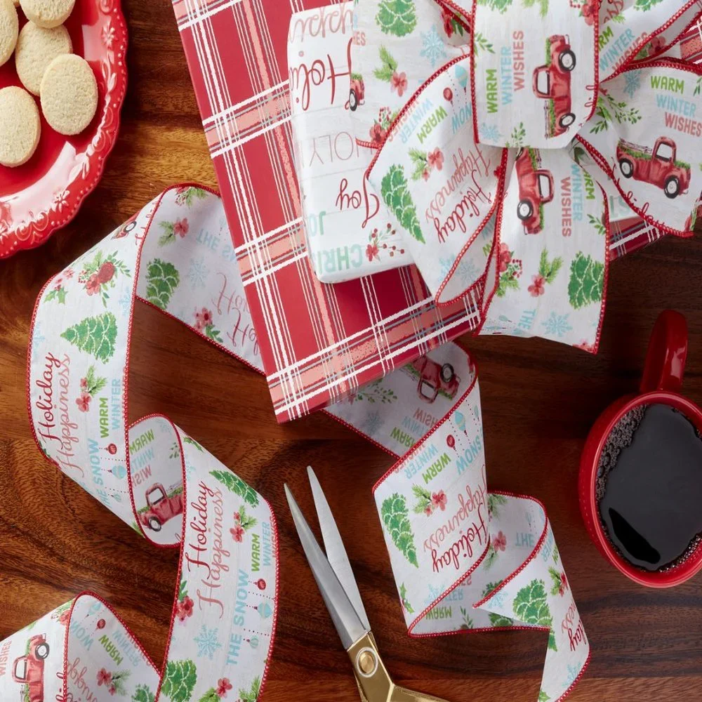 The Pioneer Woman Holiday Sentiments Fabric Ribbon